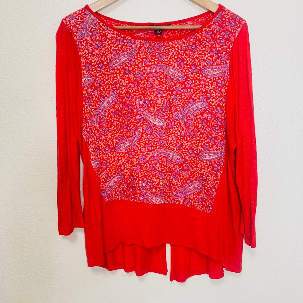 Lucky Brand | Red Paisley Print Blouse L